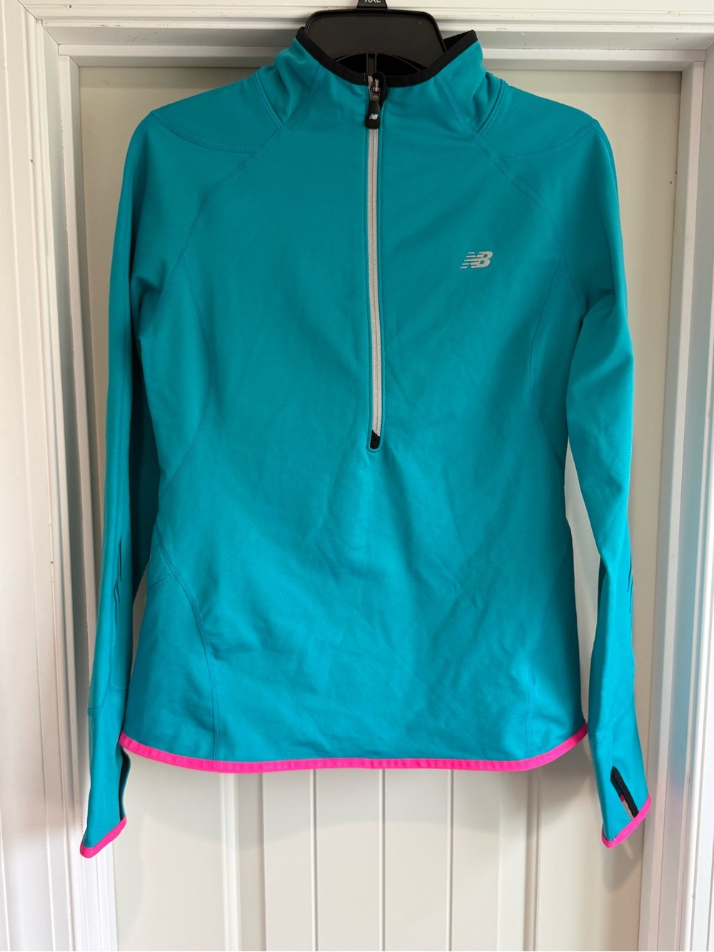 New Balance Teal Quarter-Zip Pullover with Pink Trim